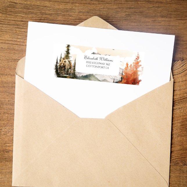 Rustic Bear Adventure Winter Mountain Return Address Label (Creator Uploaded)