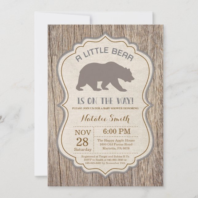 Rustic Bear Baby Shower Invitation (Front)