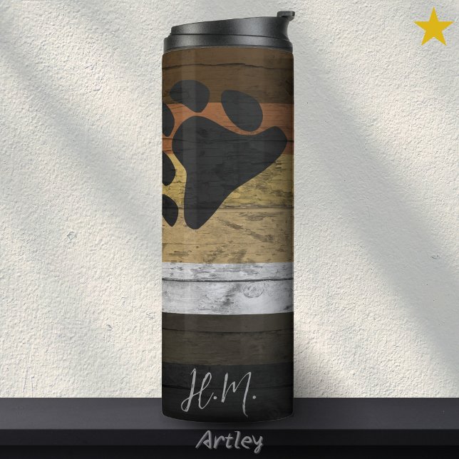 Rustic Bear Brotherhood Pride Flag Wood Grain Name Thermal Tumbler (Creator Uploaded)