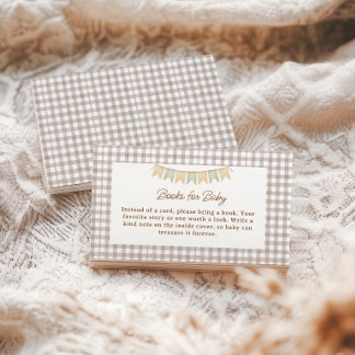 Rustic Bear Brown Gingham Books for Baby Enclosure Card