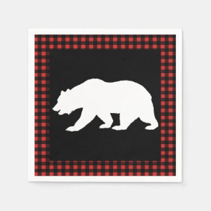 Rustic Bear & Buffalo Check Plaid Napkin