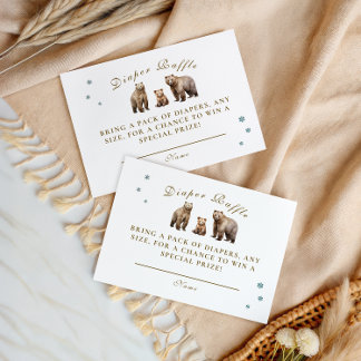 Rustic Bear Family Winter Adventure Diaper Raffle Enclosure Card