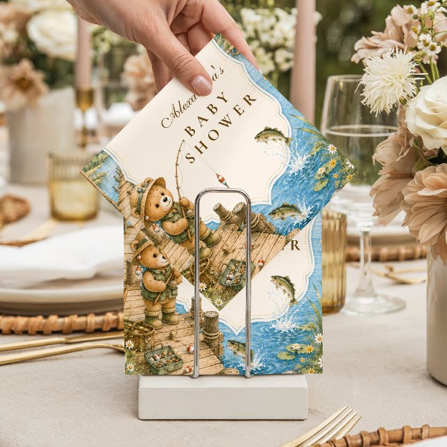 Rustic Bear Fishing Baby Shower Napkin (Creator Uploaded)