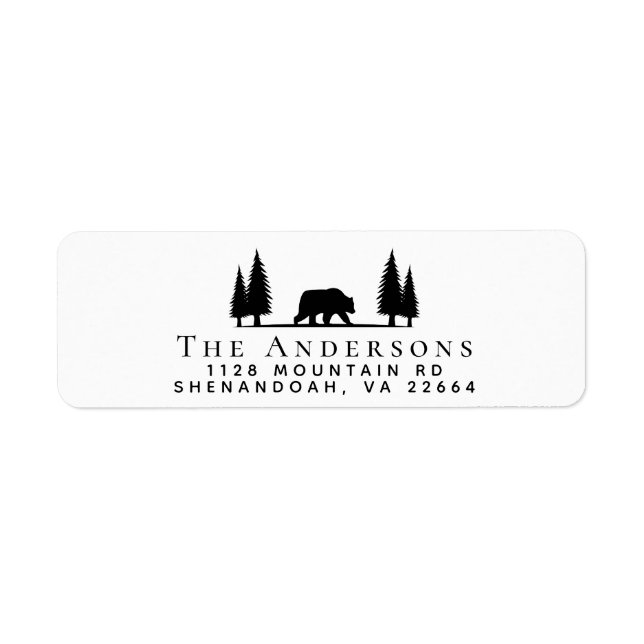 Rustic Bear Forest Return Address Label (Front)