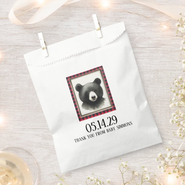 Rustic Bear Nursery Favour Bag (Clipped)