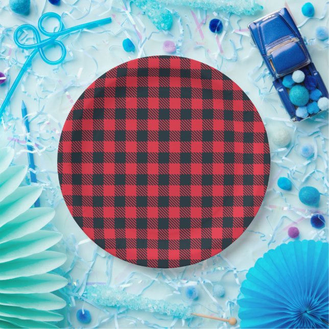 Rustic Bear Nursery Plaid Paper Plate (Party)