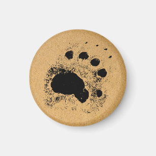 Rustic Bear Paw Print Vintage Art Magnet