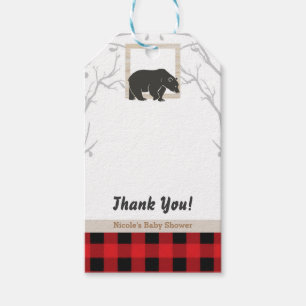 Rustic Bear Plaid Baby Shower Party Wedding Favour Gift Tags