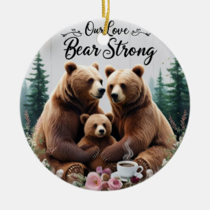 Rustic Bear Strong Family Ceramic Circle Ornament