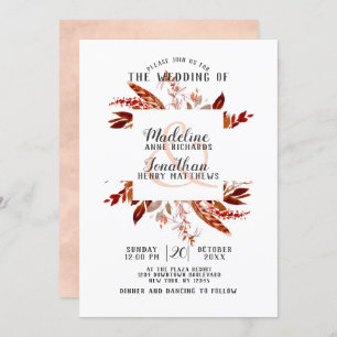 Rustic Beauty Boho Chic Fall Wreath Wedding Invitation