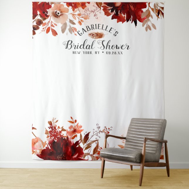 Rustic Beauty Bridal Shower Photo Prop Backdrop Tapestry (In Situ)