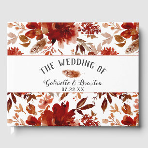 Rustic Beauty Floral Bohemian Watercolor Wedding Guest Book