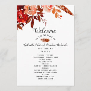 Rustic Beauty Floral Boho Chic Wedding Ceremony Program