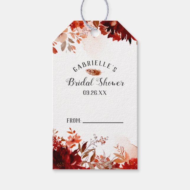 Rustic Beauty Floral Border Bridal Display Shower Gift Tags (Front)