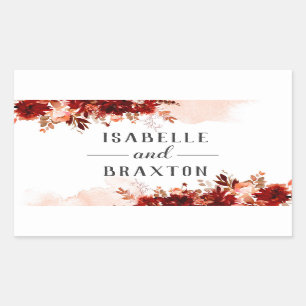 Rustic Beauty Floral Border Fall Monogram Wedding Rectangular Sticker