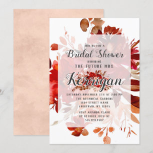 Rustic Beauty Floral Fall Wedding Bridal Shower Invitation