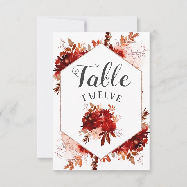 Rustic Beauty Floral Framed Table Number Seating (Front)