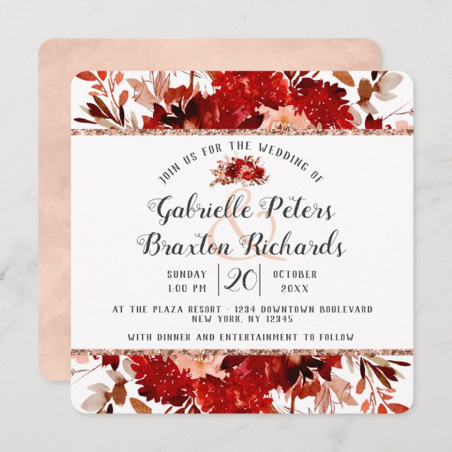 Rustic Beauty Floral Framed Wedding Invitations (Front/Back)