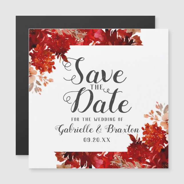 Rustic Beauty Floral Framed Wedding Save the Date Magnetic Invitation (Front/Back)