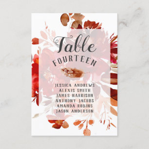 Rustic Beauty Floral Framed Wedding Table Numbers
