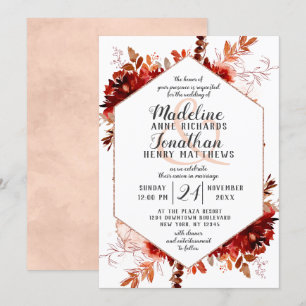 Rustic Beauty Floral Hexagon Wedding Invitations