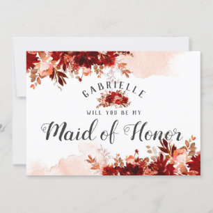 Rustic Beauty Floral Maid of Honour Proposal Card