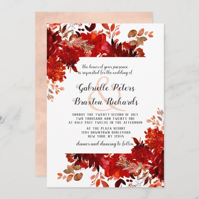 Rustic Beauty Floral Square Framed Wedding Invitation (Front/Back)