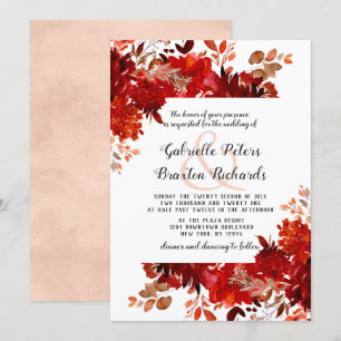 Rustic Beauty Floral Square Framed Wedding Invitation