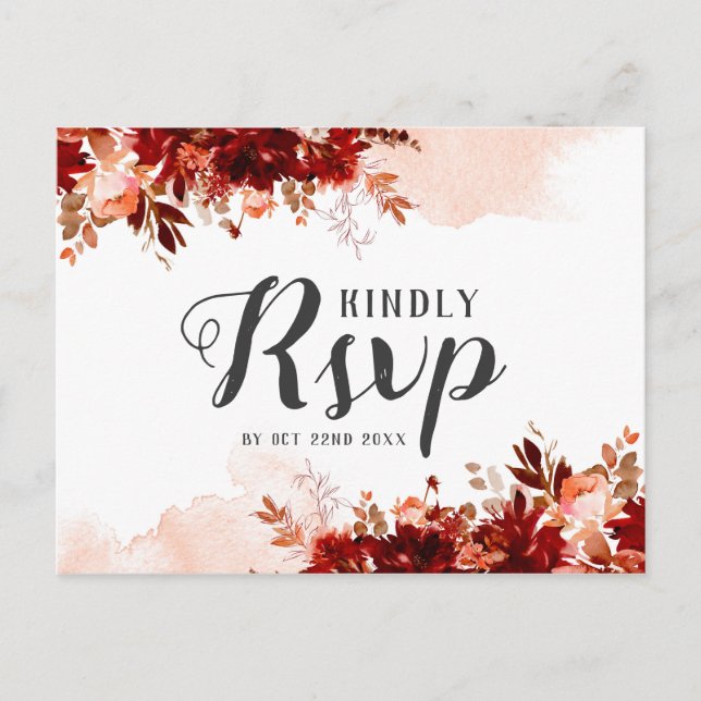 Rustic Beauty Floral Wedding Meal Choice RSVP Postcard (Front)