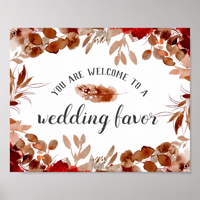 Rustic Beauty Full Border Wedding Favour Table Poster (Front)