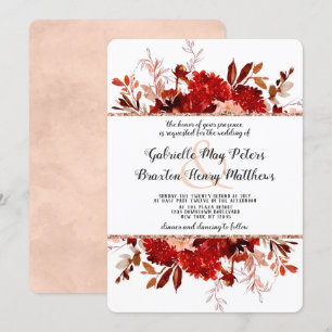 Rustic Beauty Rose Gold Floral Framed Wedding Invitation
