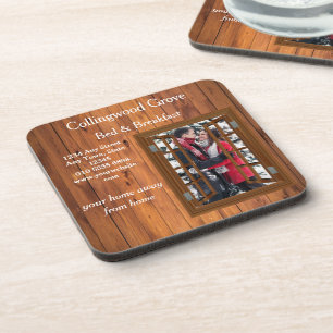Rustic Bed and Breakfast 🌿 Custom Lodge Logo Coaster