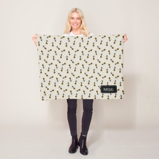 Rustic Bee Baby Blanket with Custom Name (In Situ)