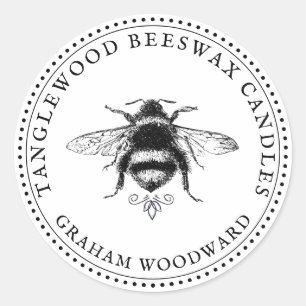 Rustic Bee Bees Wax Candle Product Label