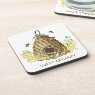 Rustic Bee Hive Sweet As Honey  Serving Tray Coaster