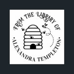 Rustic Beehive, Flying Bees #1 Library Book Name Self-inking Stamp<br><div class="desc">Rustic Beehive and Flying Bees “From the Library of” Book Name =========</div>