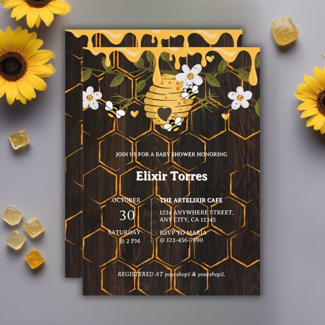 Rustic Beehive Honeybees Baby Shower Invitation (Creator Uploaded)