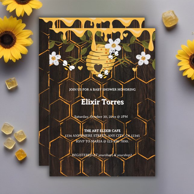 Rustic Beehive Honeybees Baby Shower Invitation (Creator Uploaded)