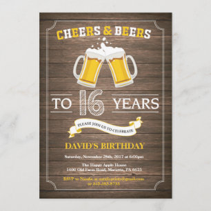 Rustic Beer Surprise 16th Birthday Invitation