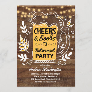 Rustic Beers and Cheers to Retirement Party Invitation