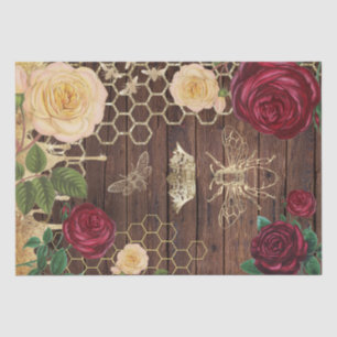 rustic bees and roses tissue paper
