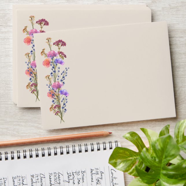 Rustic Beige Acrylic Floral Bouquet Envelope (Stacked)