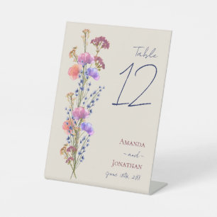 Rustic Beige Acrylic Floral Wedding Table No. Pedestal Sign