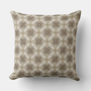 Rustic Beige & Brown Circle Geometric Pattern Cushion