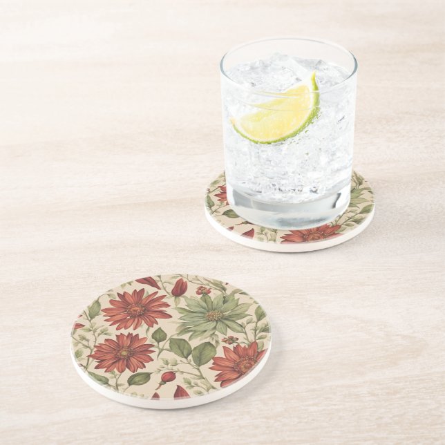 Rustic Beige Brown Maple Leaves Autumn Wedding Coaster (Side)