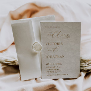 Rustic Beige Brown Photo Wedding Invitation