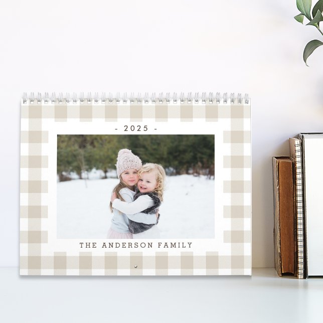 Rustic Beige Buffalo Check 2025 Photo Calendar (Creator Uploaded)
