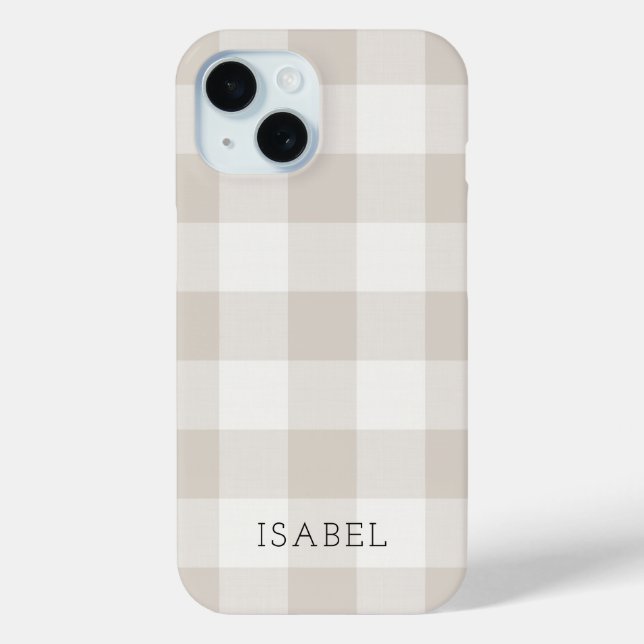 Rustic Beige Buffalo Check Monogram Case-Mate iPhone Case (Back)