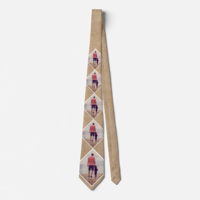 Rustic Beige Custom Photo Pattern Tie (Front)