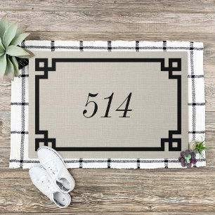Rustic Beige Greek Key Personalised Address Number Doormat